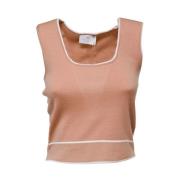 Contrasterende Wollen Tanktop Nenette , Beige , Dames