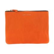 Klassieke Leren Clutch Tasmet Gouden Logo Print Comme des Garçons , Or...