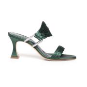 Groene Satijnen Muiltjes Sandalen met Kristallen Gespen Manolo Blahnik...