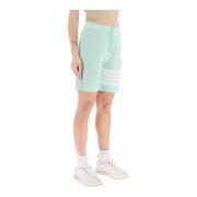 4-Bar Waffle Jersey Shorts met trekkoord Thom Browne , Green , Dames