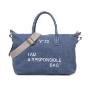 Handbags V73 , Blue , Dames