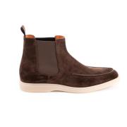 Bruine Suède Platte Schoenen Santoni , Brown , Heren