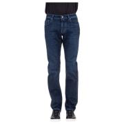 Comfortabele Denim Jeans met Unieke Details Jacob Cohën , Blue , Heren