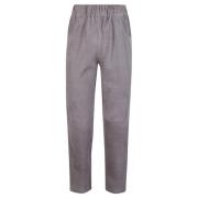 Grijze Suède Broek met Elastische Taille Via Masini 80 , Gray , Dames