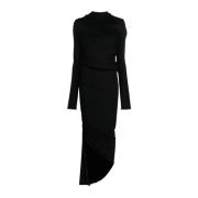 Gedrapeerde Jersey Asymmetrische Midi Jurk Andrea Adamo , Black , Dame...