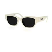 Cat-Eye Zonnebril met Donkergrijze Lenzen Celine , White , Unisex