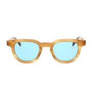 Stijlvolle zonnebril met amberkleurig montuur en blauwe lenzen Retrosu...