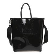 Donkere Zwarte Verticale Shopper Tas N21 , Black , Dames