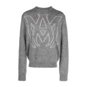 Grijze Mohair Logo Trui Amiri , Gray , Heren