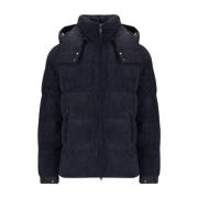 Blauwe Corduroy Velvet Gewatteerde Jas Save The Duck , Blue , Heren