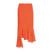 Oranje Zijden Asymmetrische Midi Rok Andamane , Orange , Dames