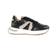 Zwart/Goud Kalfsleren Sneakers Alexander Smith , Black , Dames