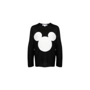 Mickey Logo Wollen Trui Comme des Garçons , Black , Dames