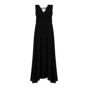 Maxi Jurk met Vhals en Ruches Liu Jo , Black , Dames