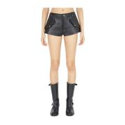 Leren Mini Shorts Durazzi Milano , Black , Dames