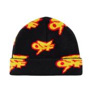 Zwart/Geel Thunder Logo Beanie Off White , Black , Heren