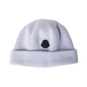 Jeugdige Logo Patch Beanie Hat Moncler , White , Unisex