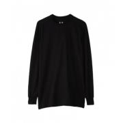 Zwarte katoenen T-shirt met lange mouwen en architecturale silhouet Ri...