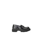 Zwarte Leren Loafers met Schubbenpatroon Anaki , Black , Dames