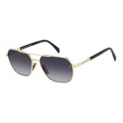 Gold Black Sungles with Dark Grey Shaded Lenses Eyewear by David Beckh...