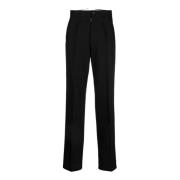 Zwarte Herringbone Wol Geplooide Broek Maison Margiela , Black , Dames