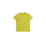 Limoen-Groen Katoenen T-Shirt met Dubbel Logo Moncler , Yellow , Dames