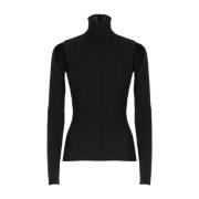 Zwarte Wollen Coltrui met Uitgesneden Details Khaite , Black , Dames