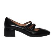 Zwarte leren pumps met dubbele band Roberto Festa , Black , Dames