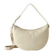 Crèmekleurige Leren Luna Bag 011 Medium Borbonese , Beige , Dames