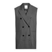 Oversized Vest met Open Kraag en Knopen Co'Couture , Gray , Dames