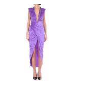 Paarse Mouwloze Jurk met Hoge Split Amen , Purple , Dames