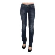 Blauwe Krant Print Skinny Denim Broek John Galliano , Blue , Dames