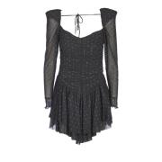 Zwarte Mesh Jurk met Strass Rotate Birger Christensen , Black , Dames