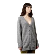 Lang Cardigan met Knopen Massimo Alba , Gray , Dames