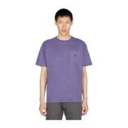 Katoenen T-Shirt met Logo Borduursel Gramicci , Purple , Heren