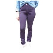 Malo Slim Hoge Taille Katoenen Broek Islow , Purple , Dames