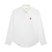 Boxy Fit Overhemd voor Alle Geslachten Ami Paris , White , Dames