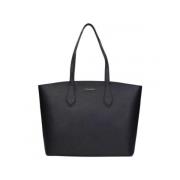 Glossy Leather Tote Bag Twinset , Black , Dames