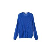 Donkerblauwe Mohair Trui Twinset , Blue , Dames