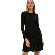 Zwarte Geribbelde Jurk met Kantdetails Twinset , Black , Dames