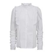 Feminine Smock Frill Shirt met Lange Mouwen Co'Couture , White , Dames