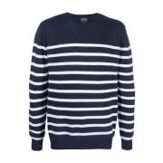 Gestreepte Marineblauwe Trui A.p.c. , Blue , Heren