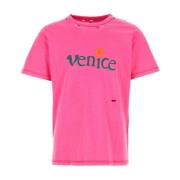 Fluo Roze Katoenmix T-shirt ERL , Pink , Heren
