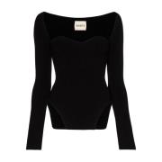 Geribbelde Sweetheart Top Khaite , Black , Dames