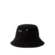 Zwarte Katoenen Bucket Hat A.p.c. , Black , Heren