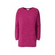 Lange Damesweater met Zijdelingse Splitten Kocca , Pink , Dames