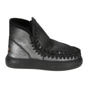 Stoere Eskimo Sneaker met Gehaakte Details Mou , Black , Dames