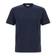 Heren Blauw Katoenen T-shirt met Logo Label Paolo Pecora , Blue , Here...