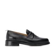 Zwarte Penny Loafers met Brogue Details Thom Browne , Black , Heren