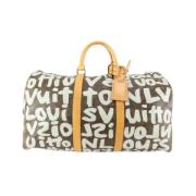 Luxe Leren Weekendtas Louis Vuitton Vintage , Brown , Dames